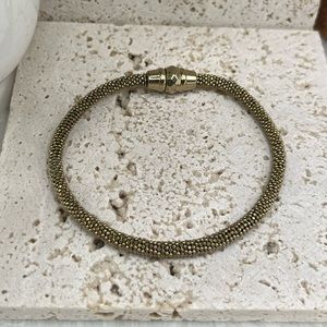 Vintage Fossil Popcorn Style Bangle | Yellow Gold Steel
